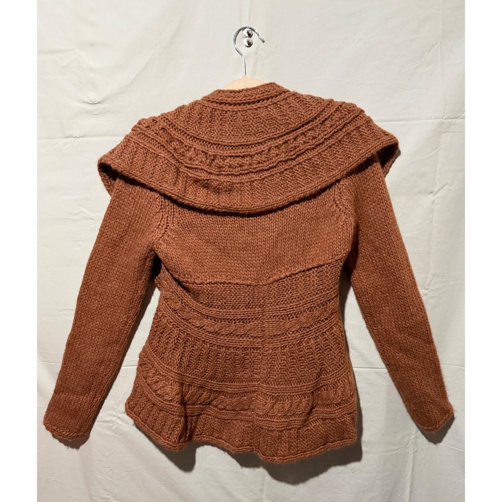 Elsamana Italian Wool Alpaca Blend Peplum Cardigan Rust Brown color Size small - Picture 5 of 7